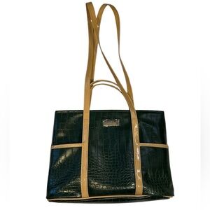 LittiCity Dark Green Faux Leather Snake Skin Purse.‎